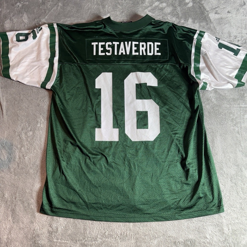Vintage Adidas New York Jets Vinny Testaverde Jersey Mens 2XL Green 16 Y2K 90s